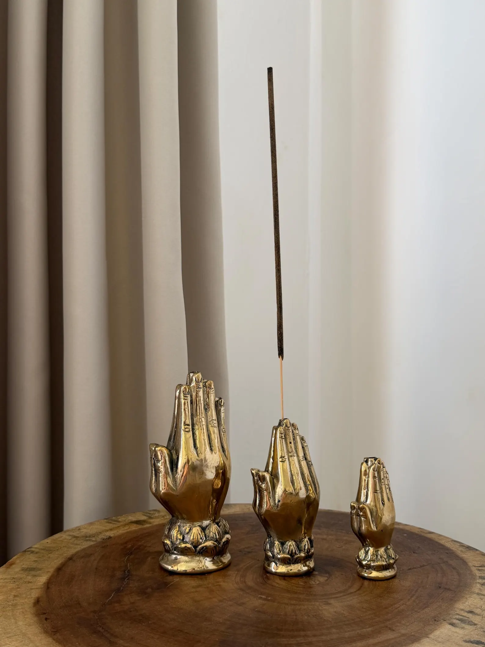 Handcrafted Brass Praying Hands Incense Holder "Ubud Ritual"