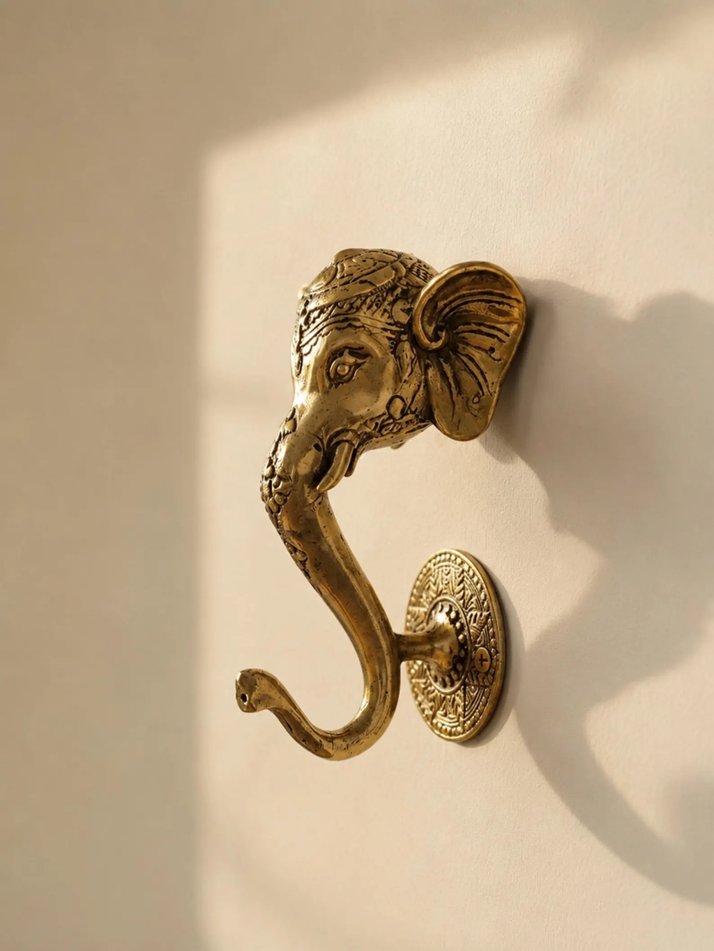Vintage Brass Elephant Wall Hook "Ganesha"