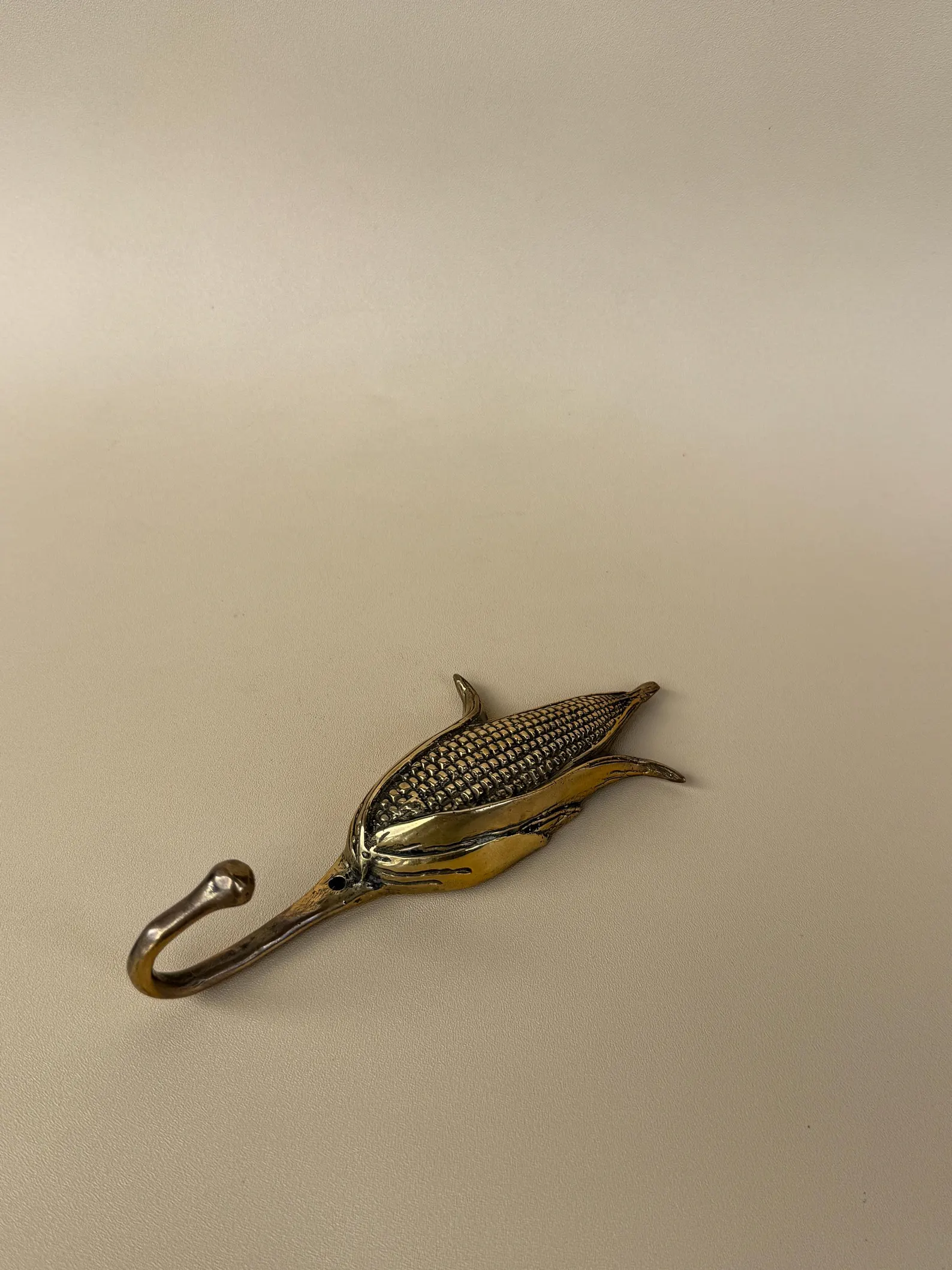 Vintage Brass Corn Wall Hook "Maize"