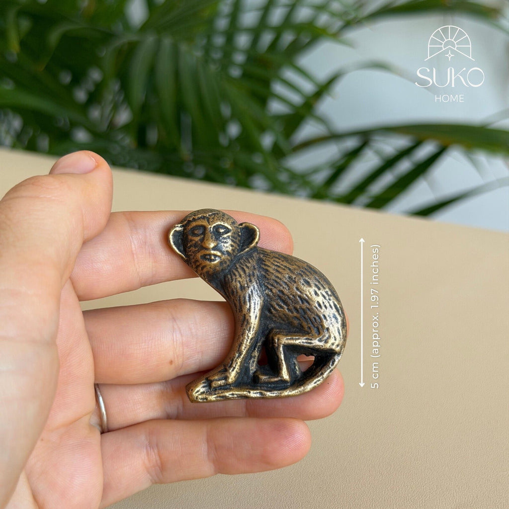 Vintage Brass Monkey Cabinet Knob "Safari Play"