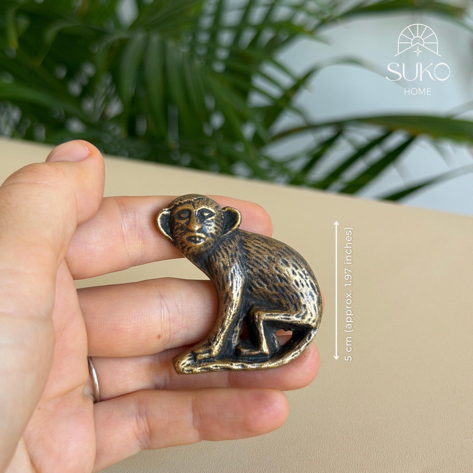 Vintage Brass Monkey Cabinet Knob "Safari Play"