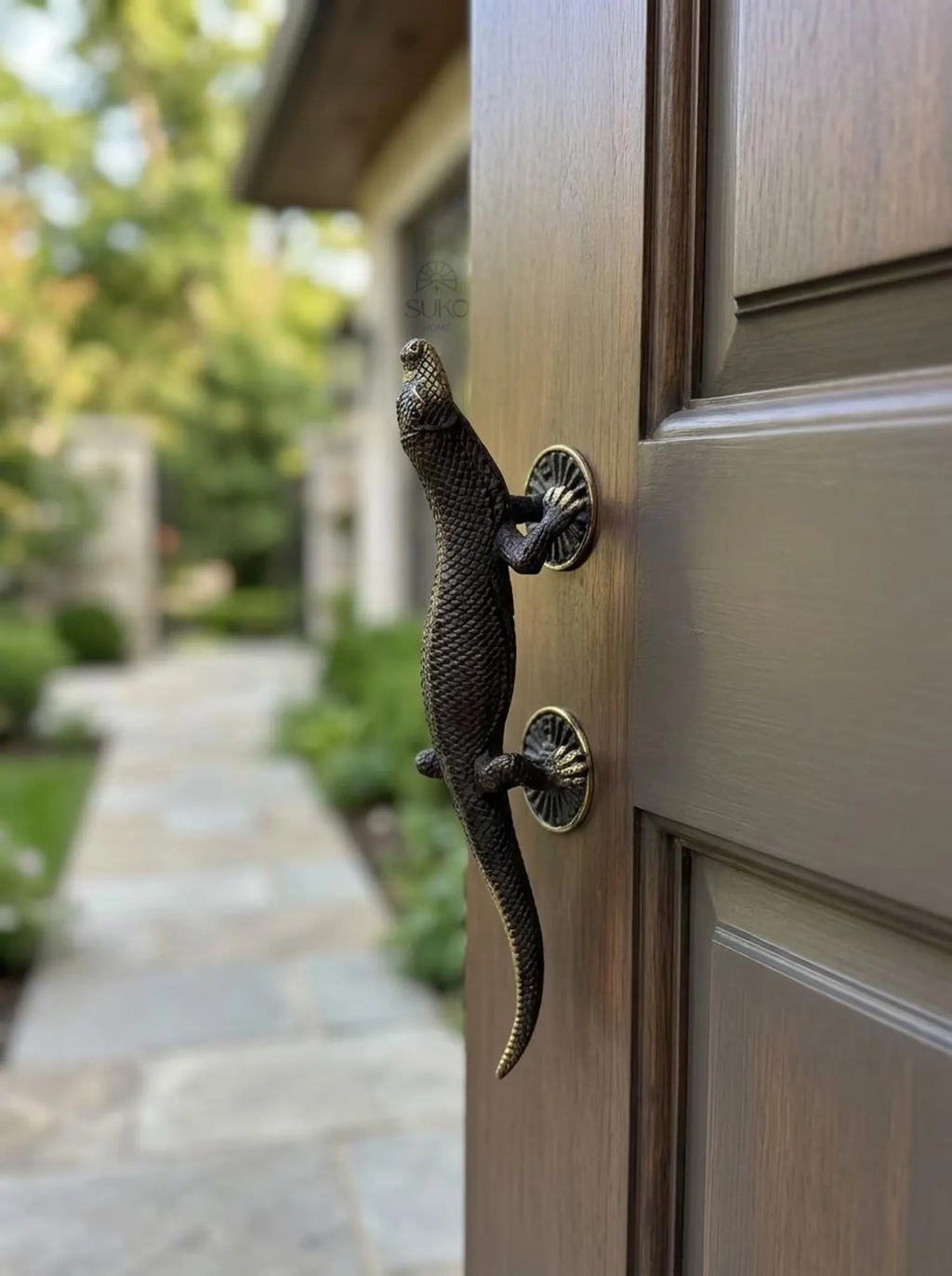 Vintage Brass Gecko Door Handle Set "Sahara"