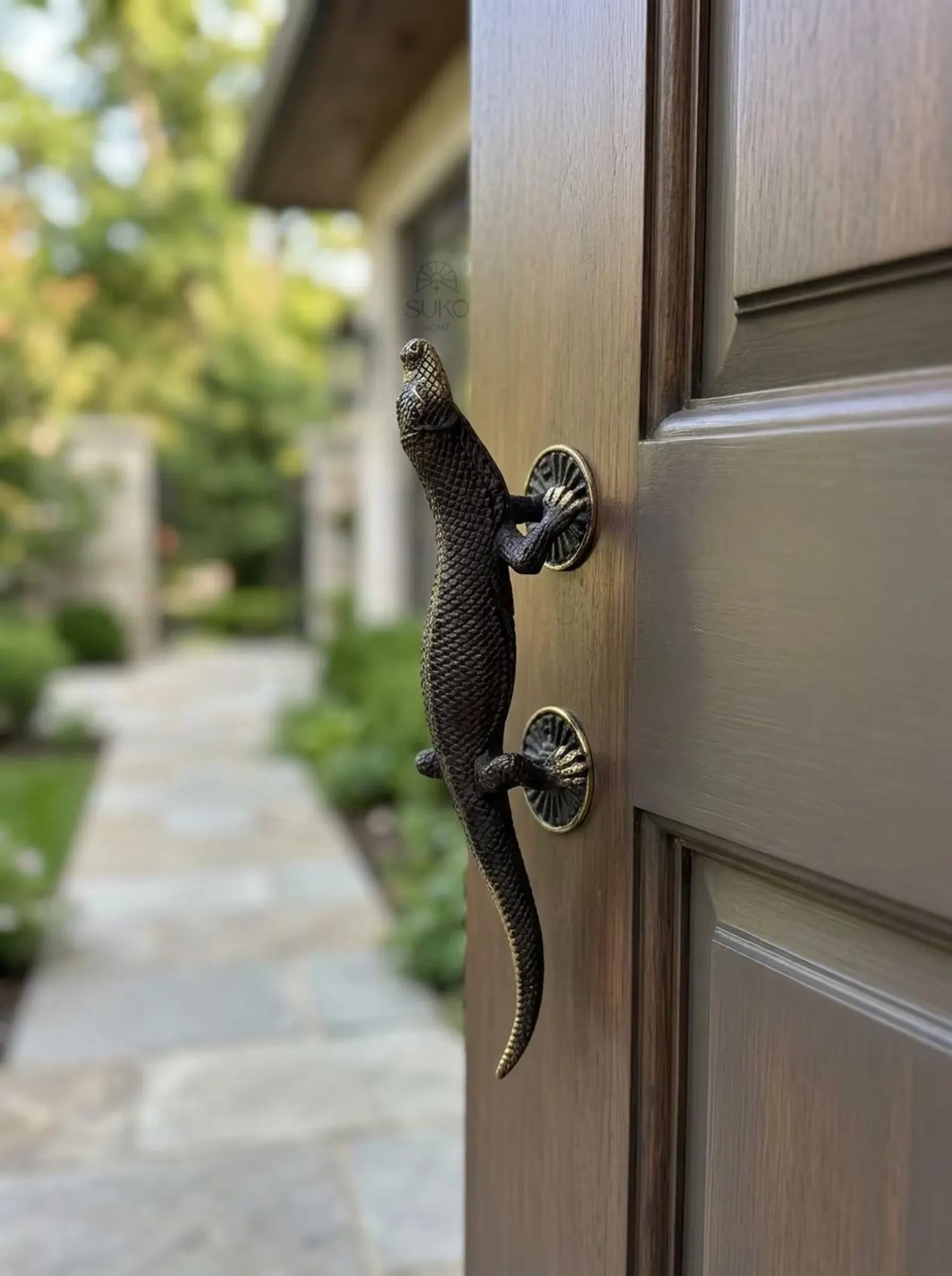 Vintage Brass Gecko Door Handle Set "Sahara"