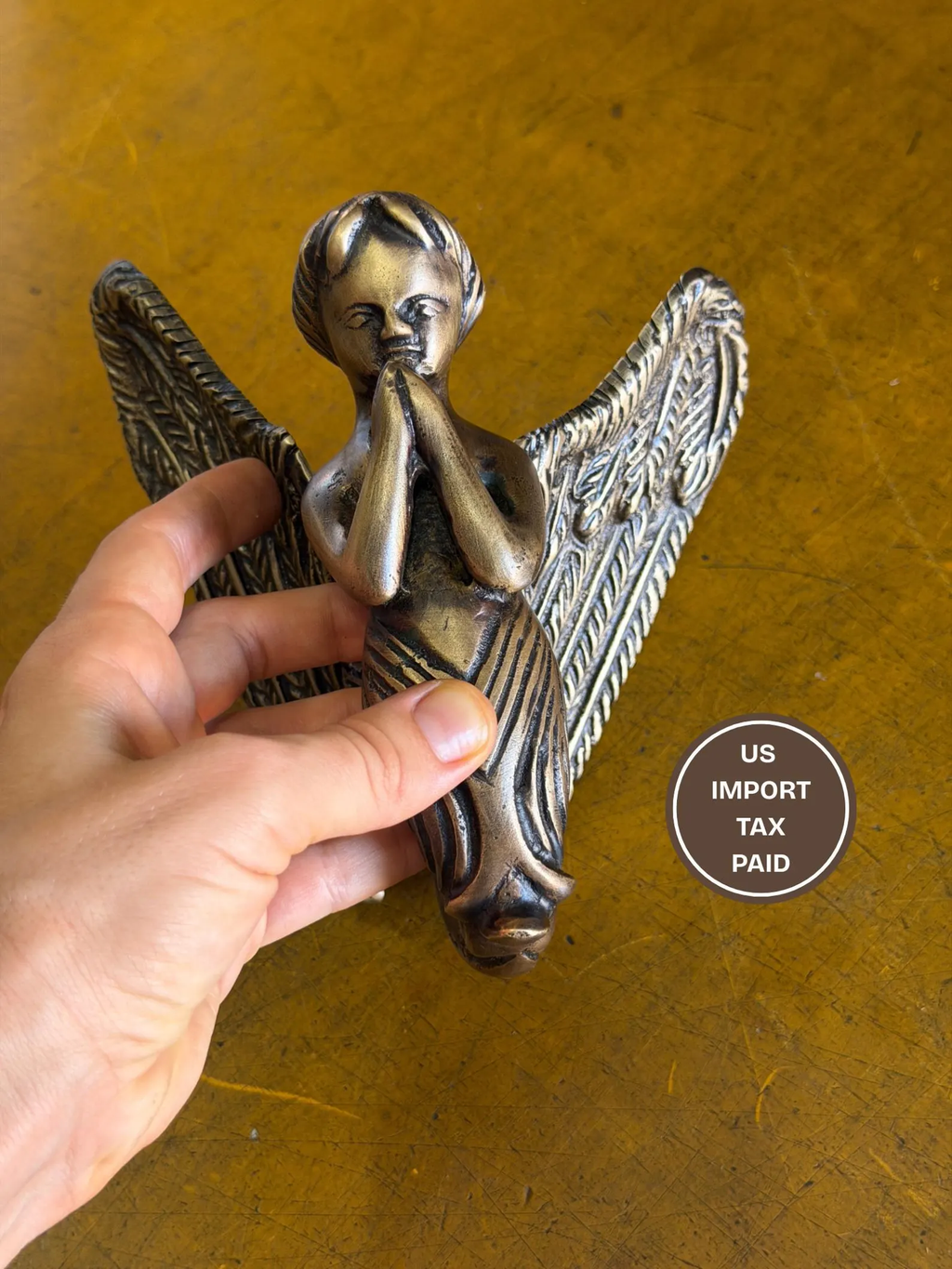 Vintage Brass Angel Door Knocker "Cherub Guardian"