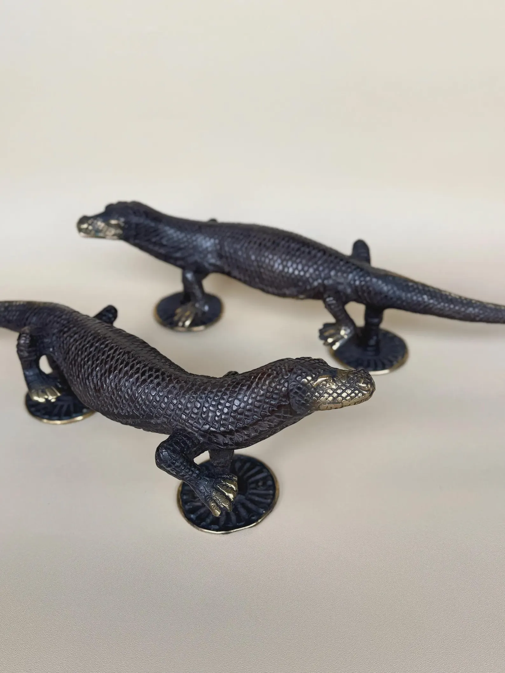 Vintage Brass Gecko Door Handle Set "Sahara"