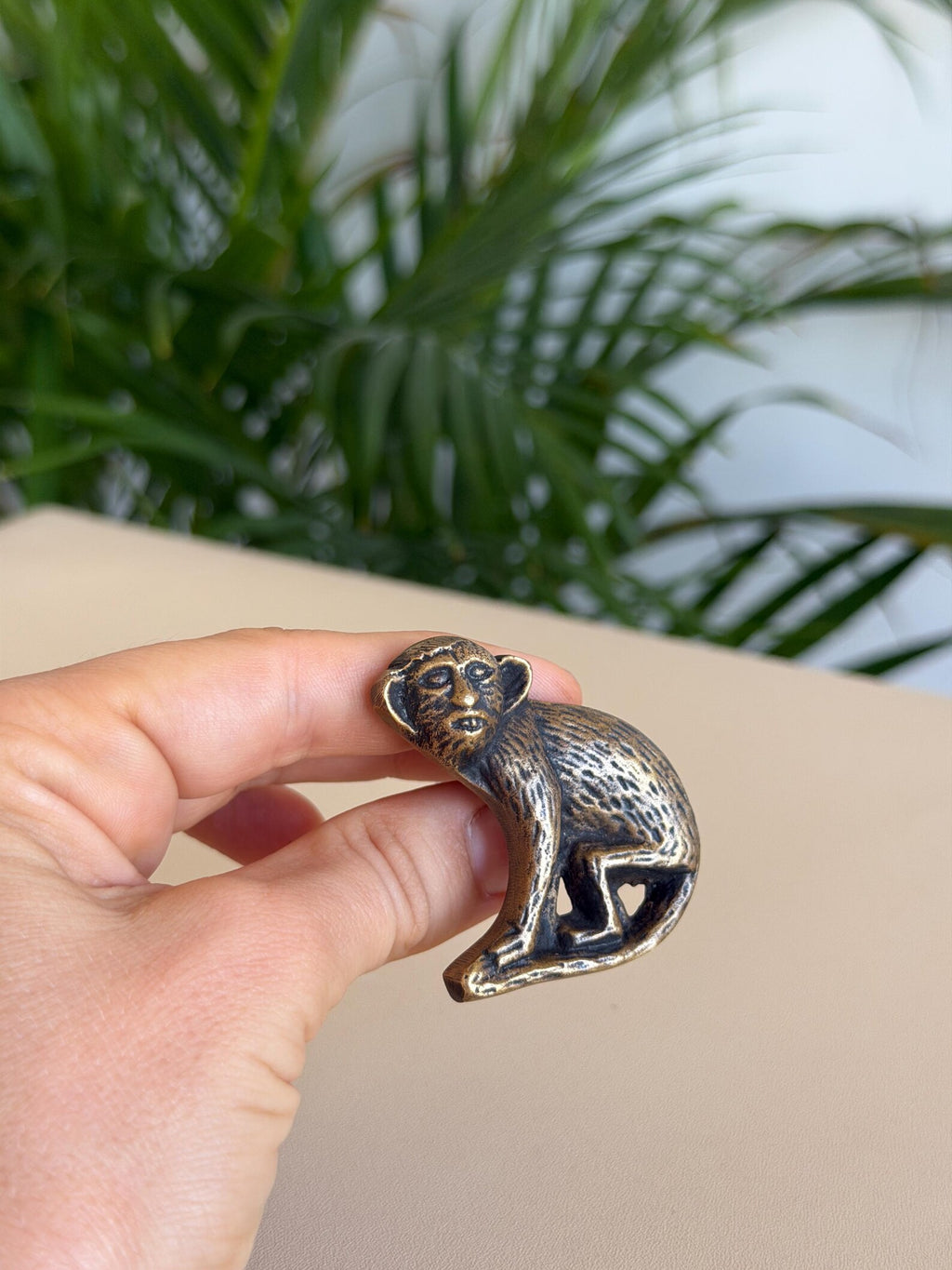 Vintage Brass Monkey Cabinet Knob "Safari Play"