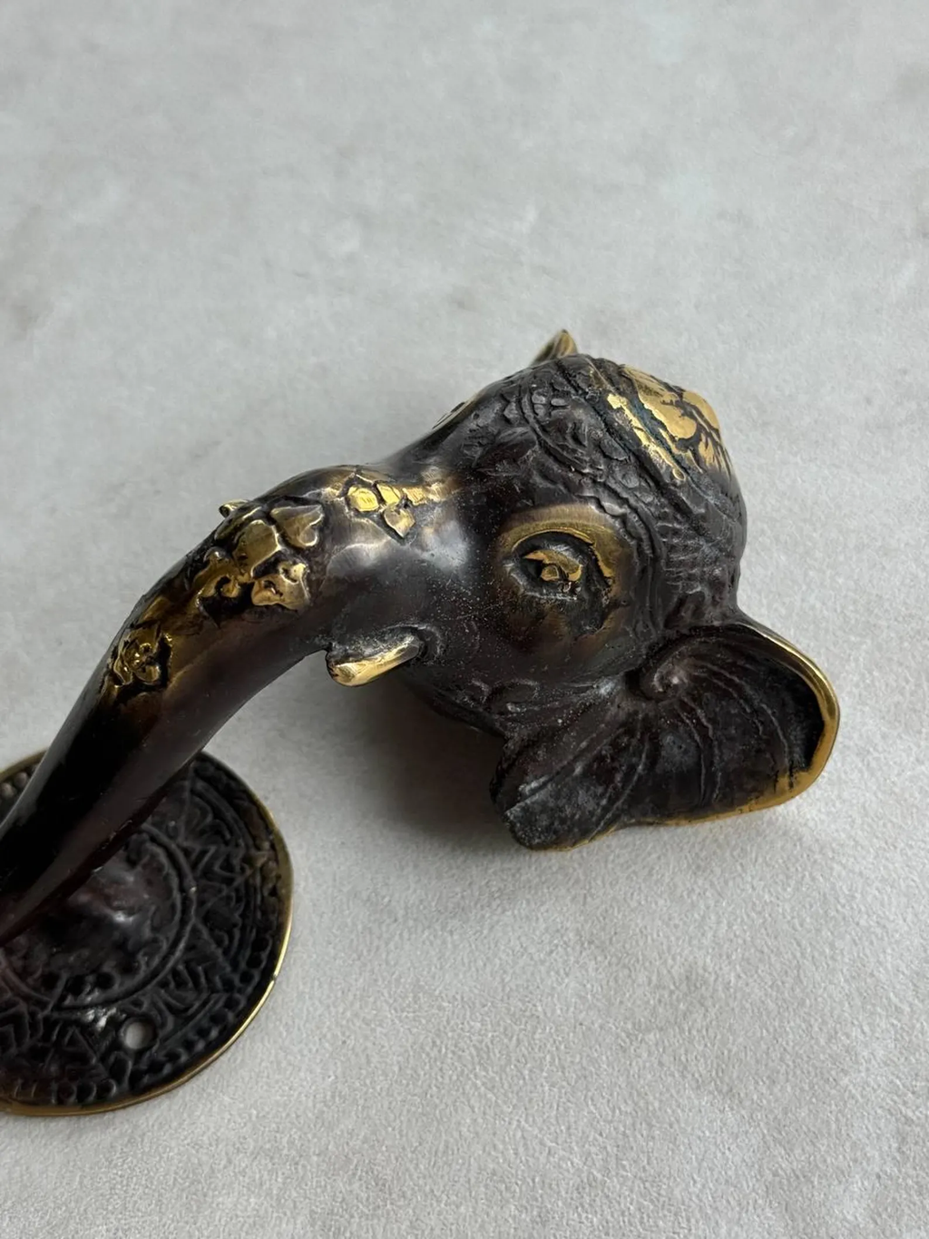 Vintage Brass Elephant Wall Hook "Ganesha"
