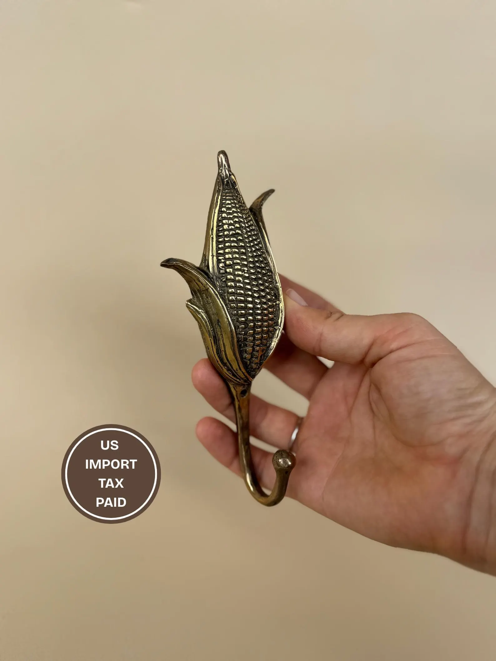Vintage Brass Corn Wall Hook "Maize"
