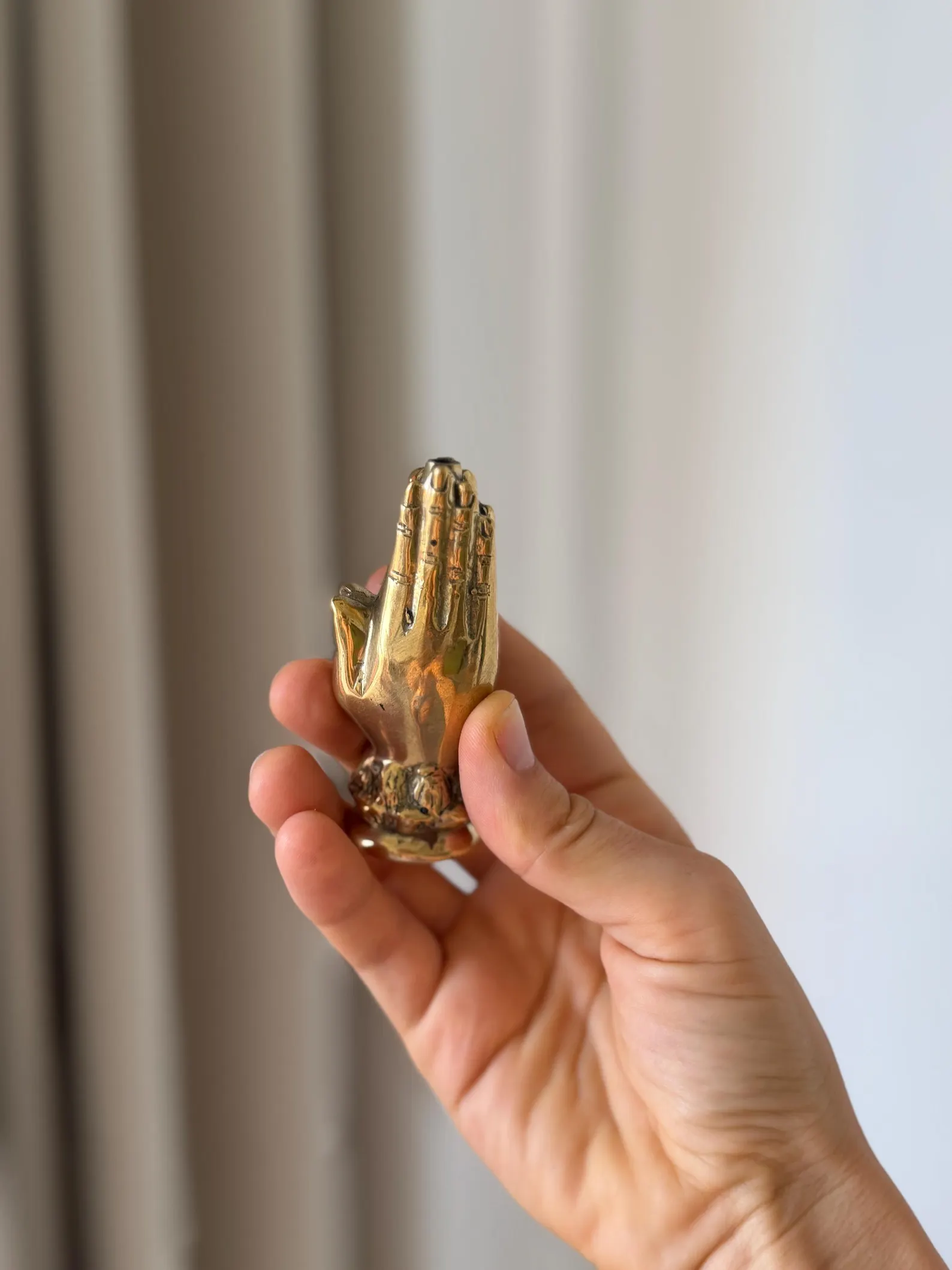 Handcrafted Brass Praying Hands Incense Holder "Ubud Ritual"