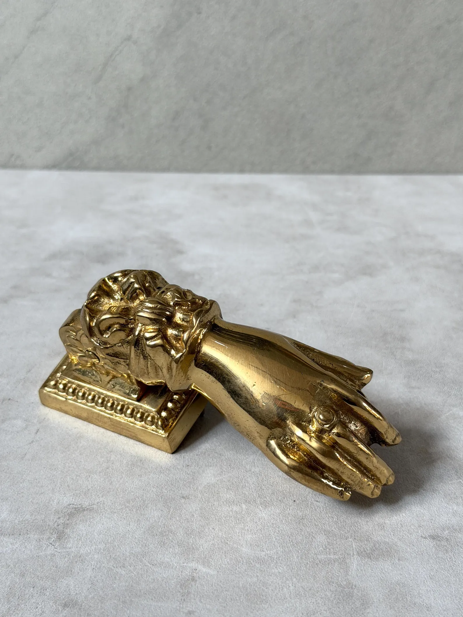 Vintage Brass Hand Door Knocker "Victorian Touch"