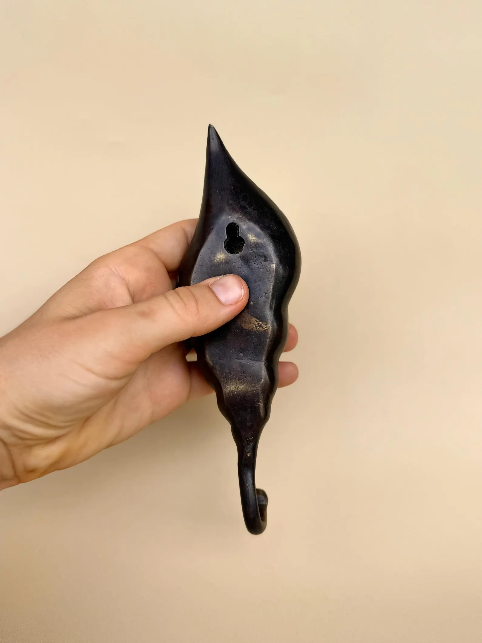 Vintage Brass Cornucopia Wall Hook "Abundance"