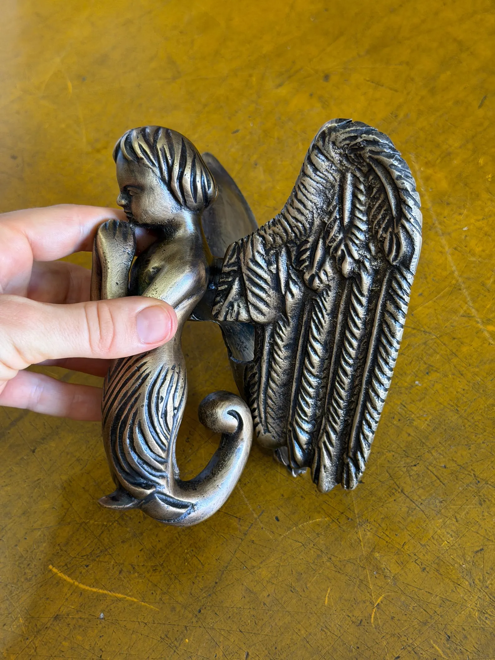 Vintage Brass Angel Door Knocker "Cherub Guardian"