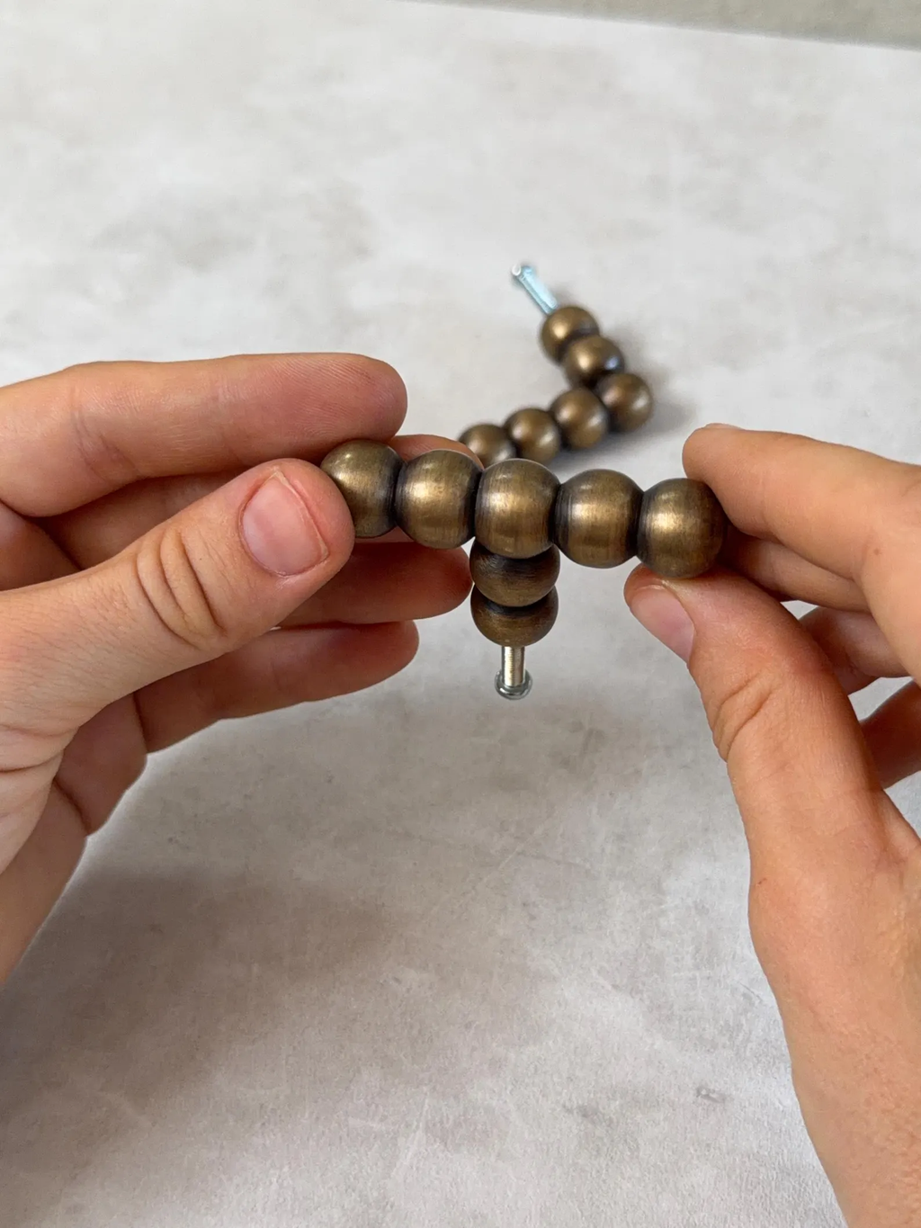 Brass Beaded Cabinet Handle