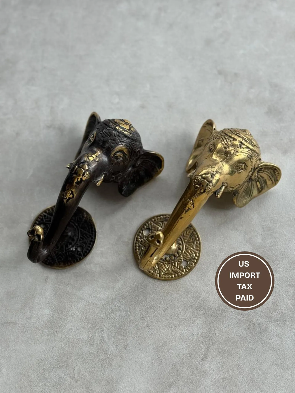 Vintage Brass Elephant Wall Hook "Ganesha"