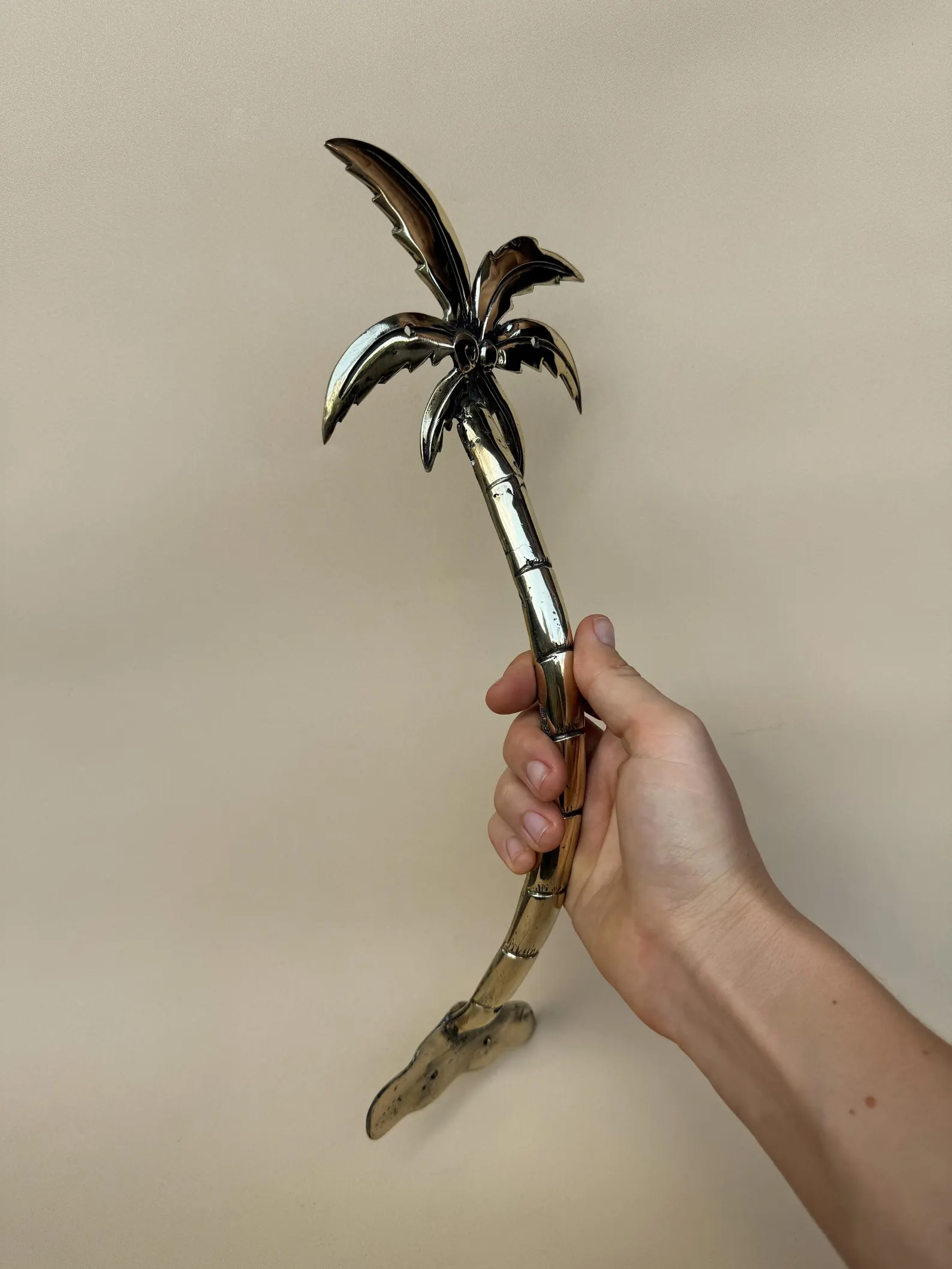Vintage Brass Palm Tree Door Handle "Oasis"