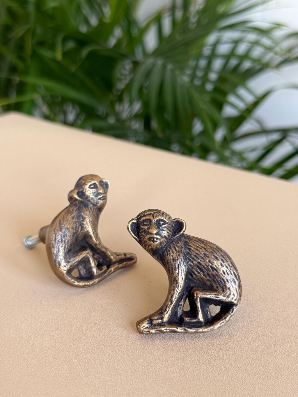 Vintage Brass Monkey Cabinet Knob "Safari Play"