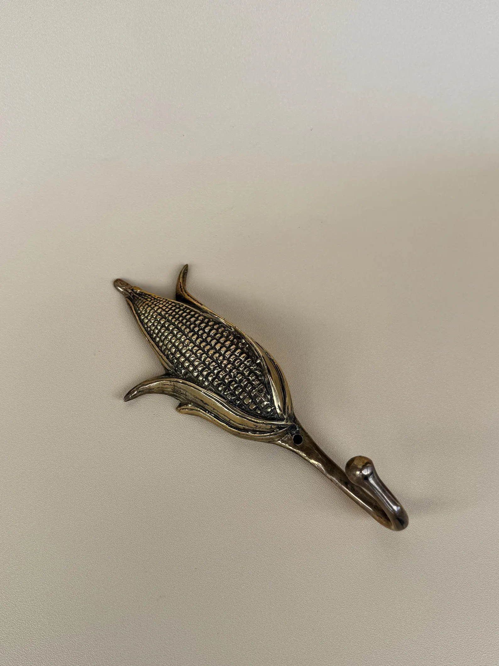 Vintage Brass Corn Wall Hook "Maize"