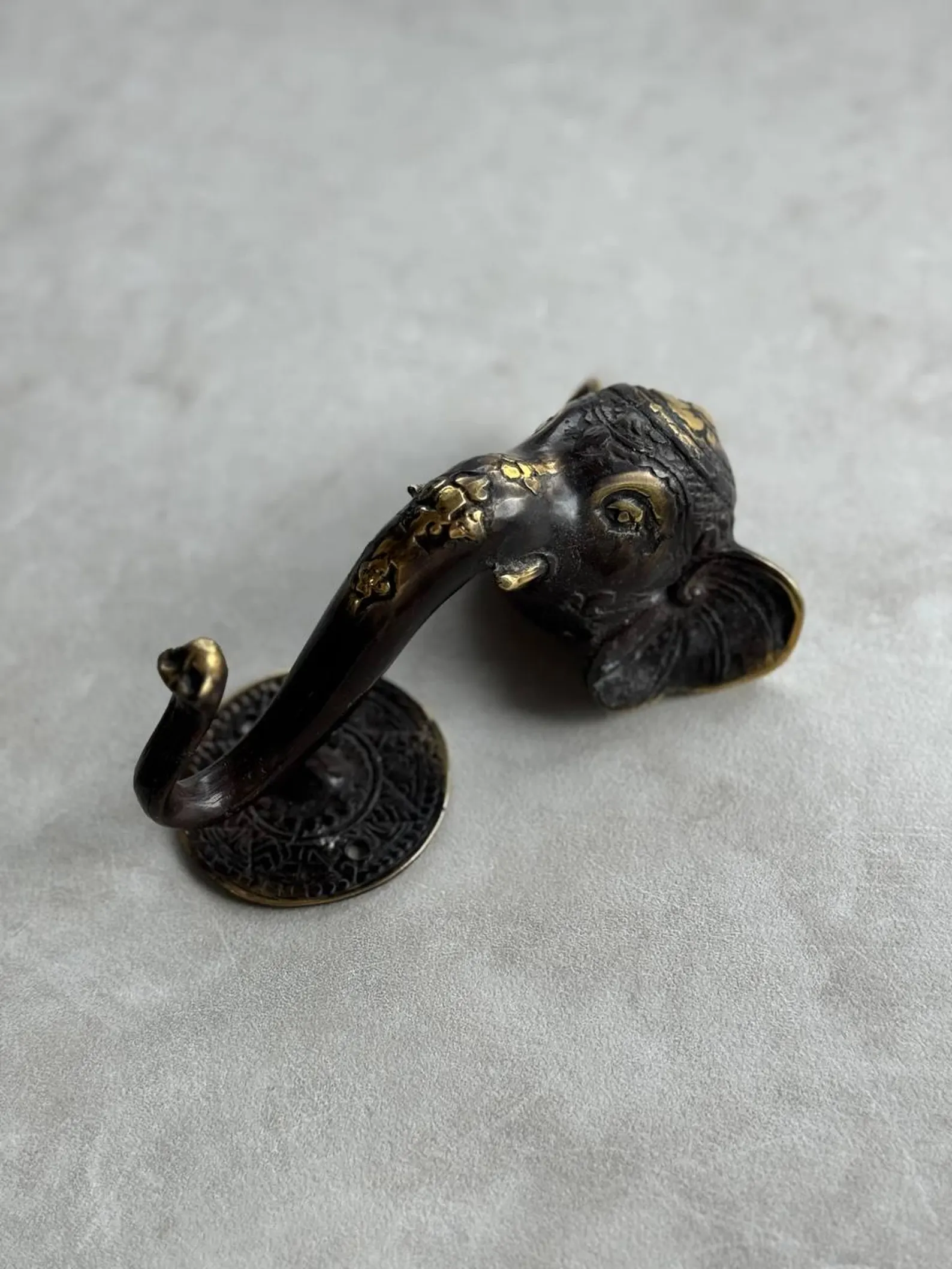 Vintage Brass Elephant Wall Hook "Ganesha"