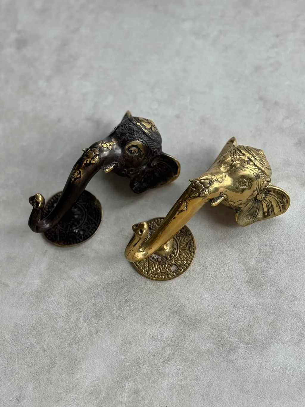 Vintage Brass Elephant Wall Hook "Ganesha"