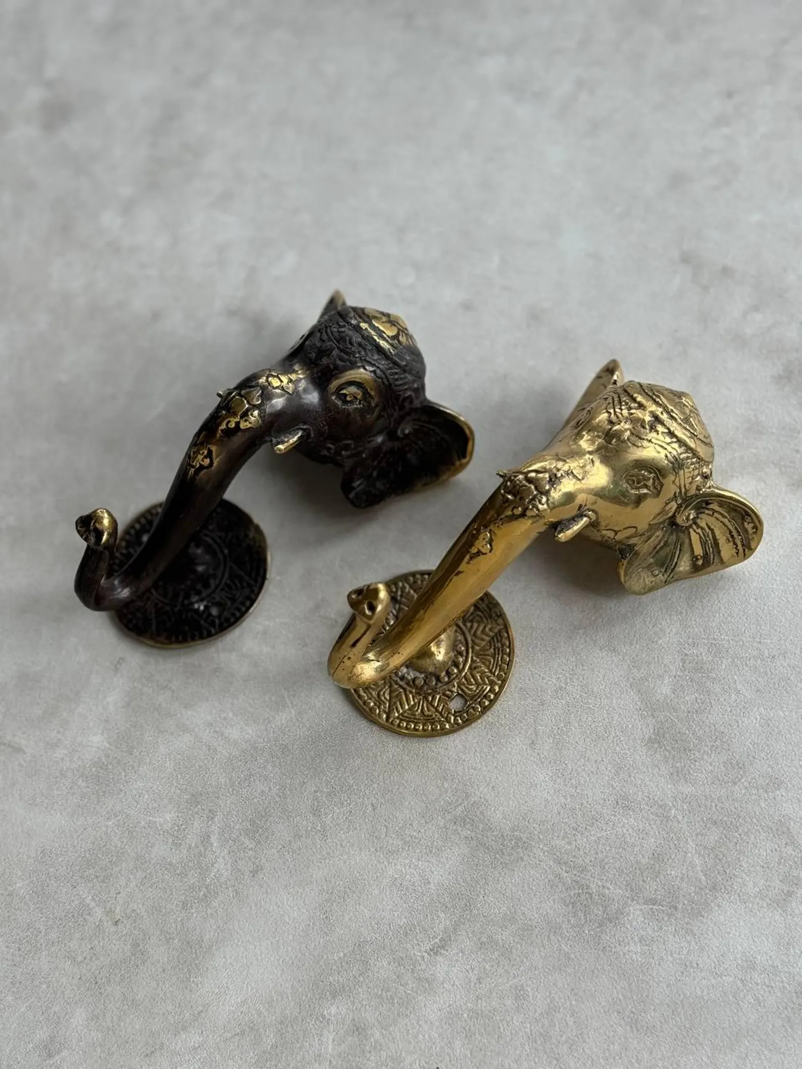Vintage Brass Elephant Wall Hook "Ganesha"