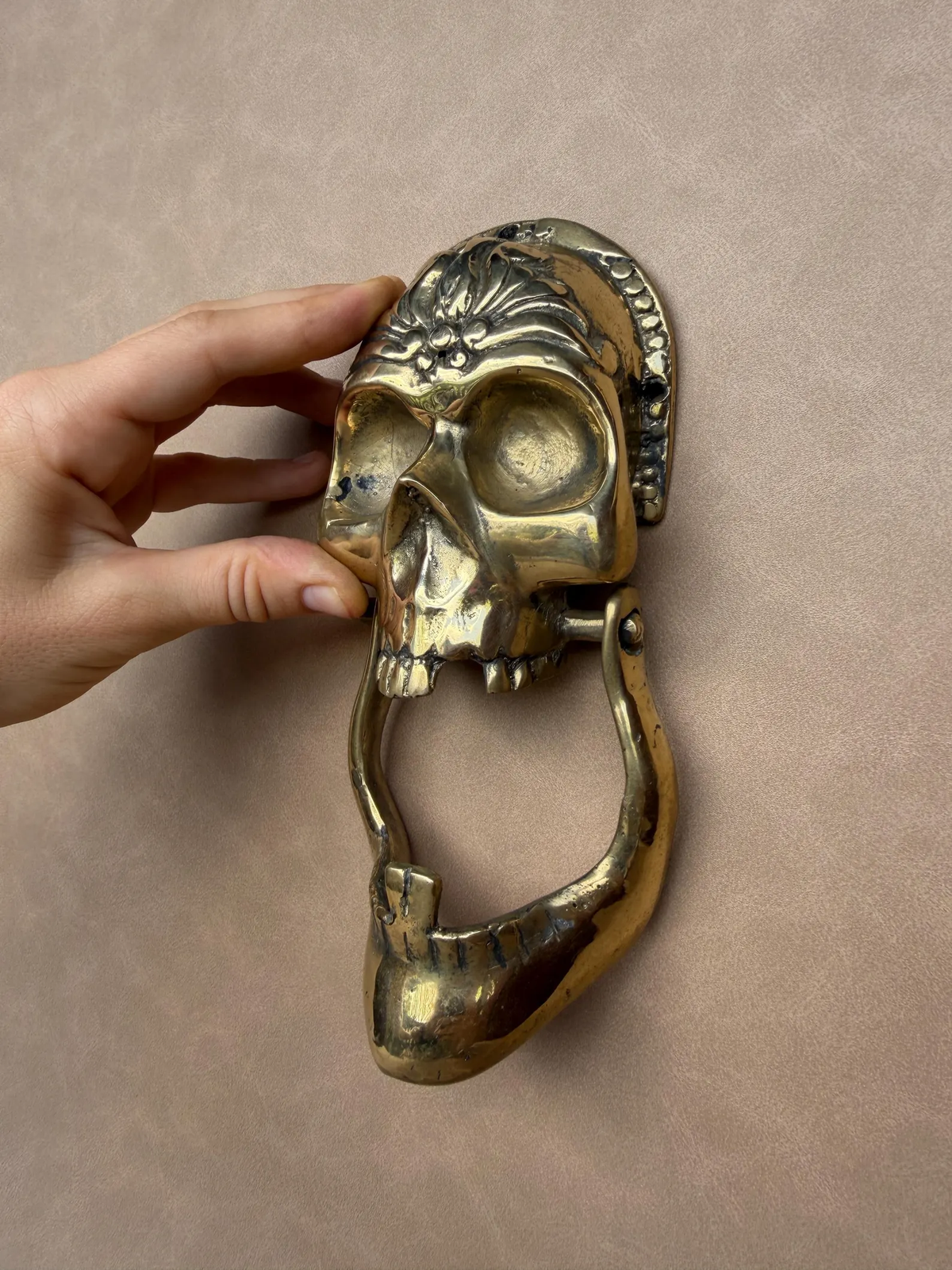 Skull door knocker for haunted house and Halloween displays