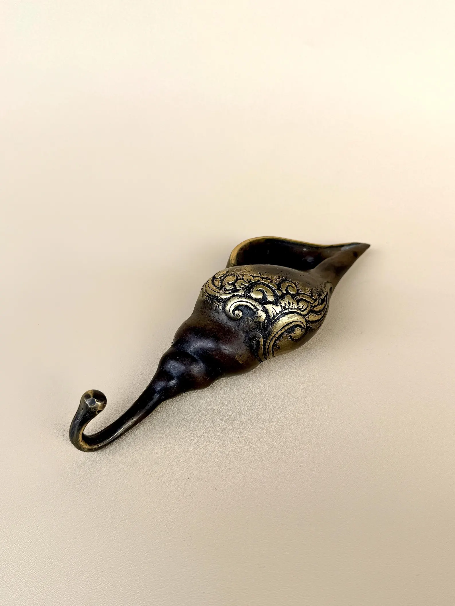 Vintage Brass Cornucopia Wall Hook "Abundance"