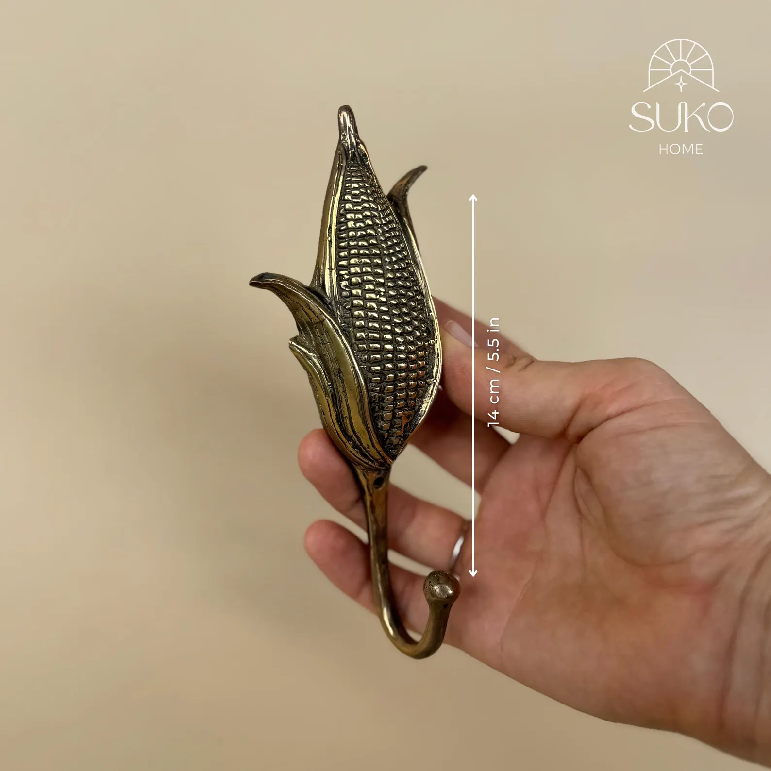 Vintage Brass Corn Wall Hook "Maize"