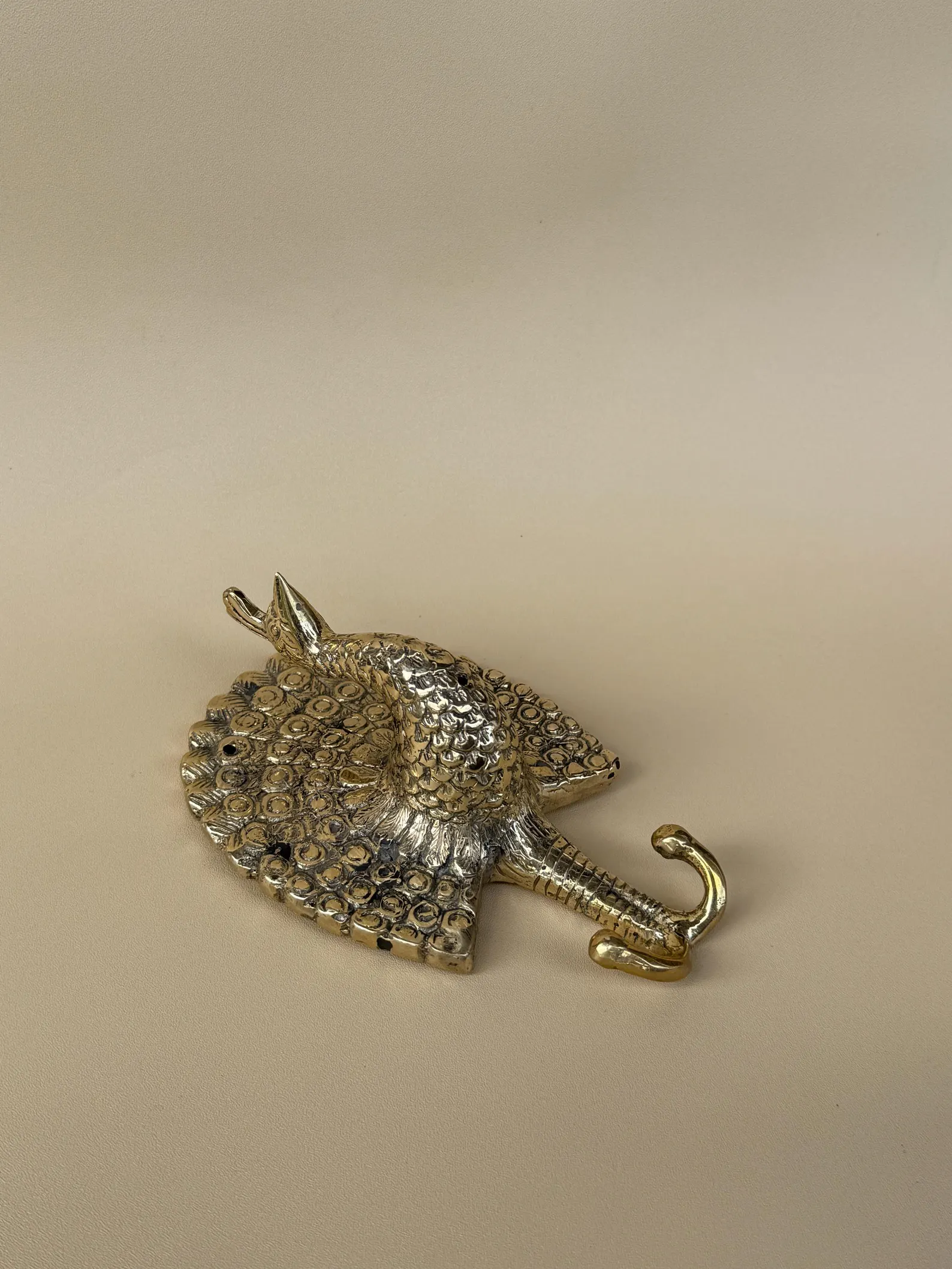 Vintage Brass Peacock Wall Hook "Majesty"