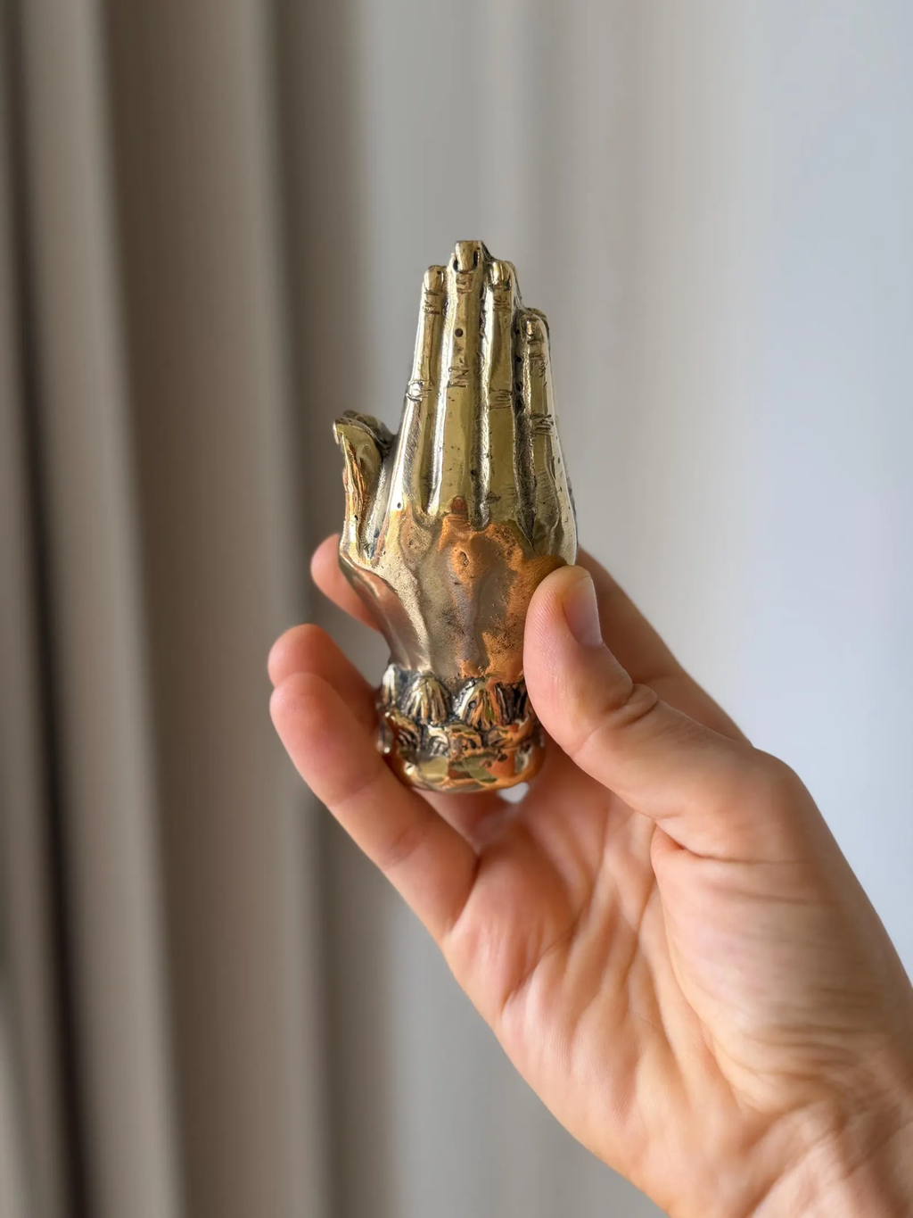 Handcrafted Brass Praying Hands Incense Holder "Ubud Ritual"