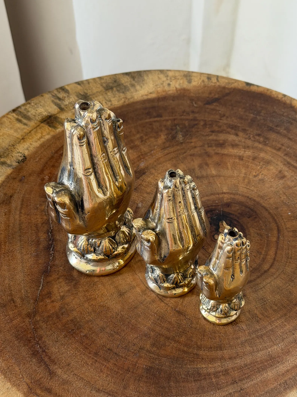 Handcrafted Brass Praying Hands Incense Holder "Ubud Ritual"