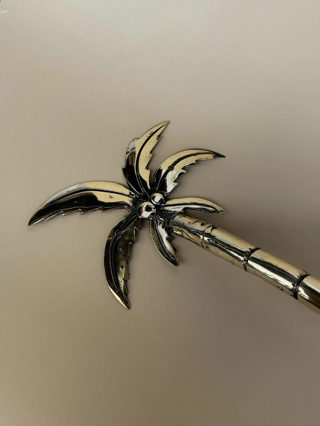 Vintage Brass Palm Tree Door Handle "Oasis"