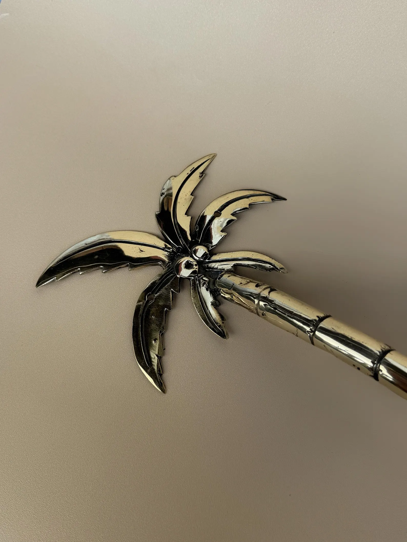 Vintage Brass Palm Tree Door Handle "Oasis"
