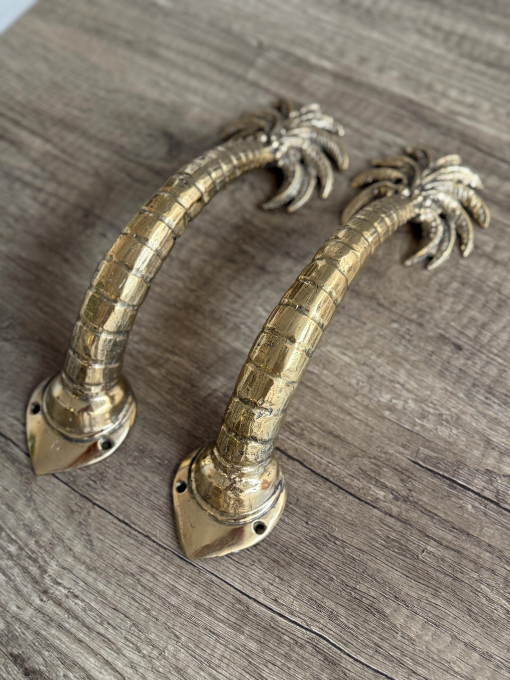 Brass palm tree door handle as a thoughtful housewarming or birthday gift