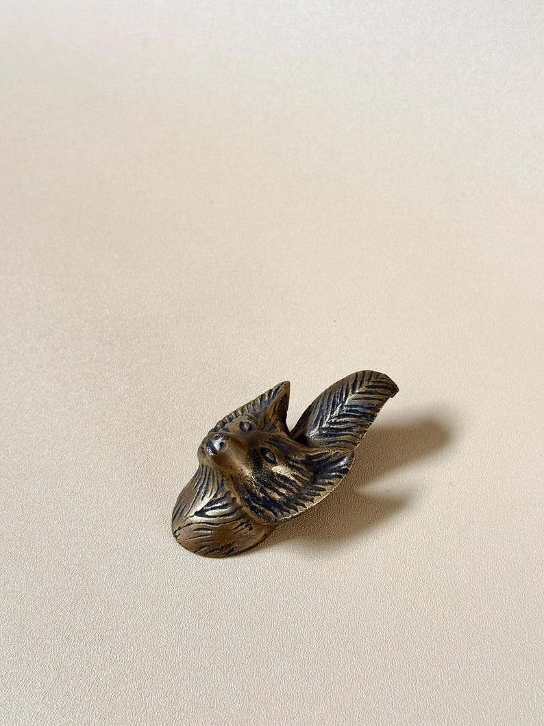Vintage Brass Fox Cabinet Knobs Set "Forest Duo"