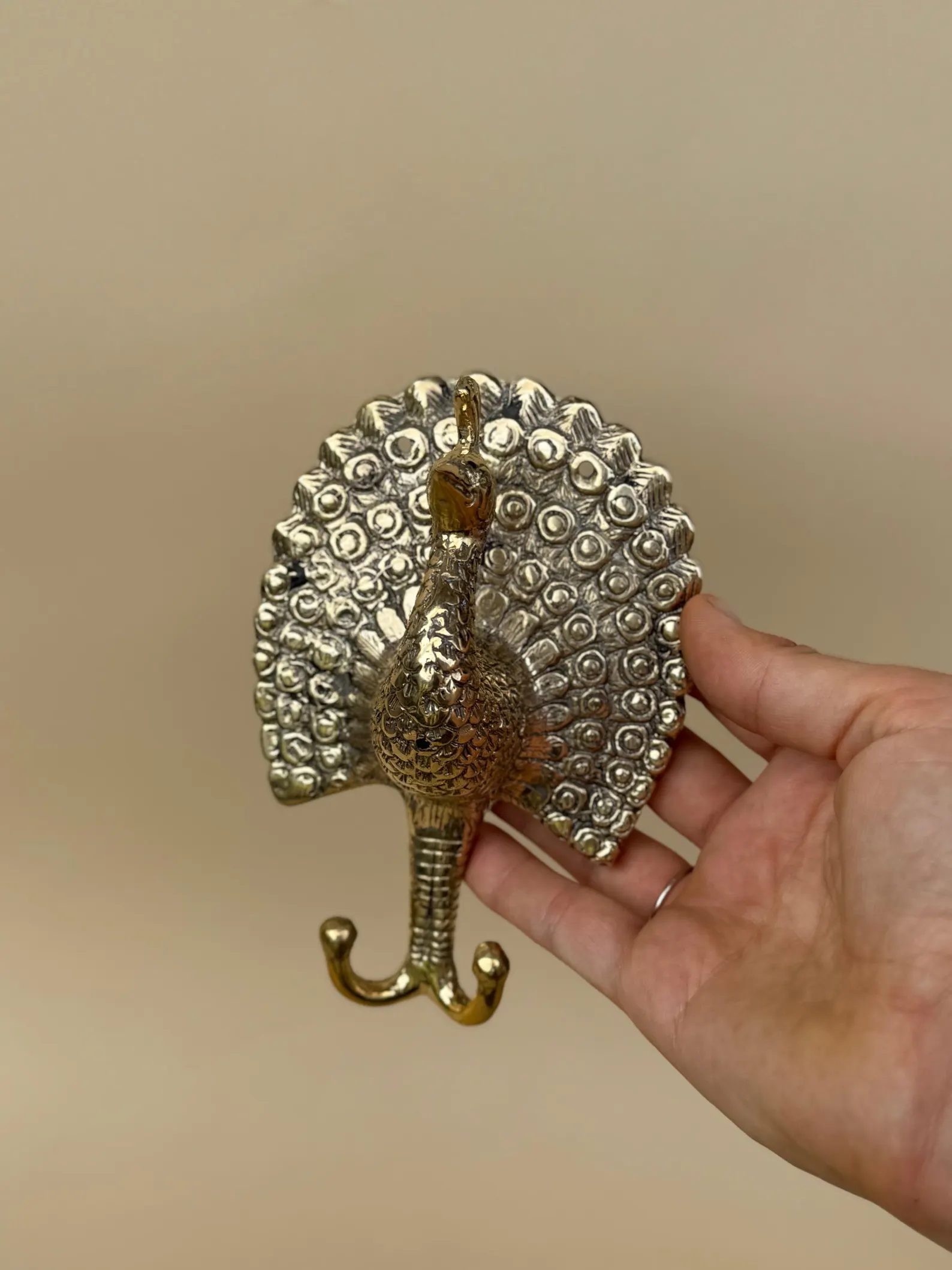 Vintage Brass Peacock Wall Hook "Majesty"