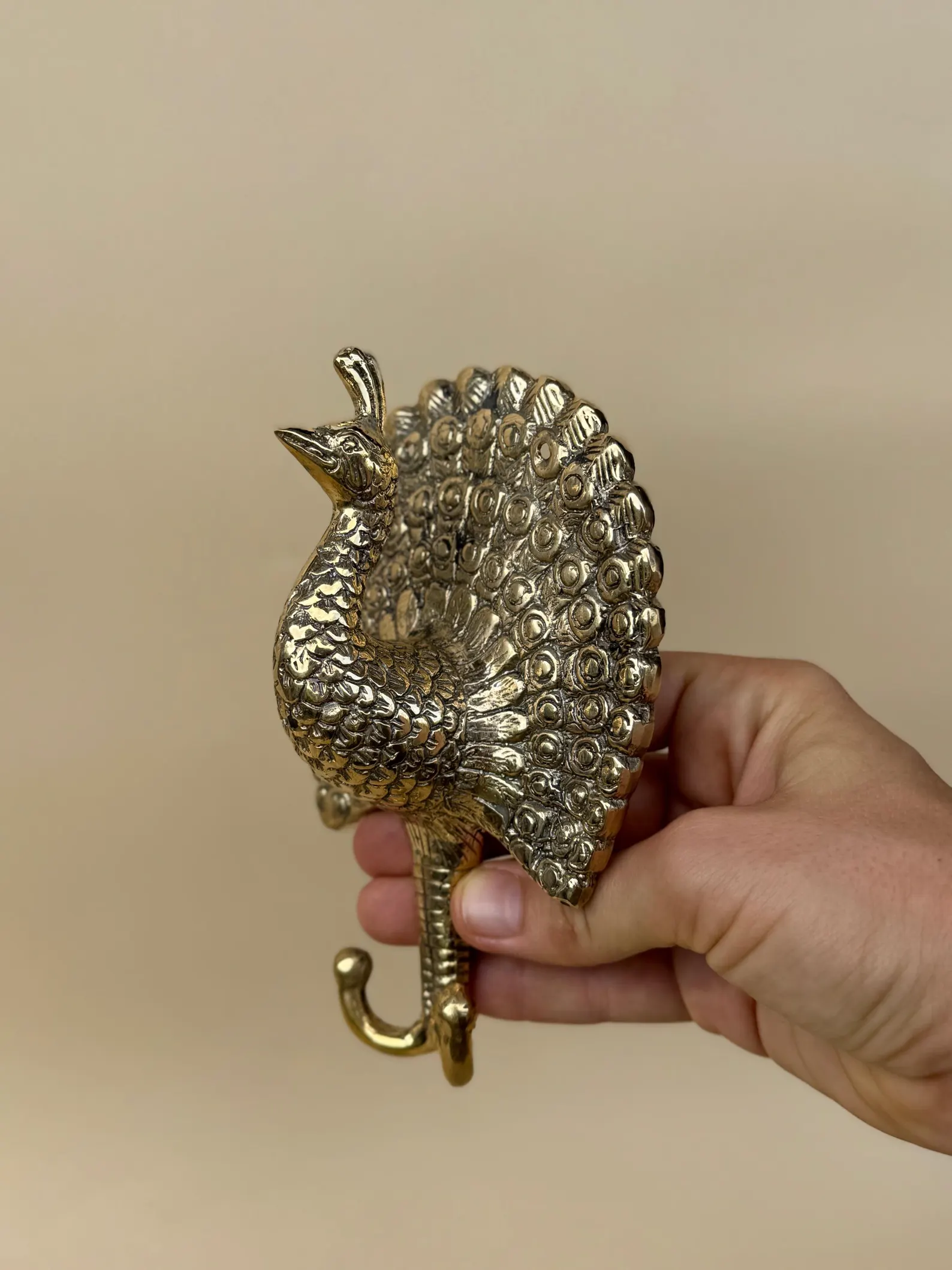 Vintage Brass Peacock Wall Hook "Majesty"