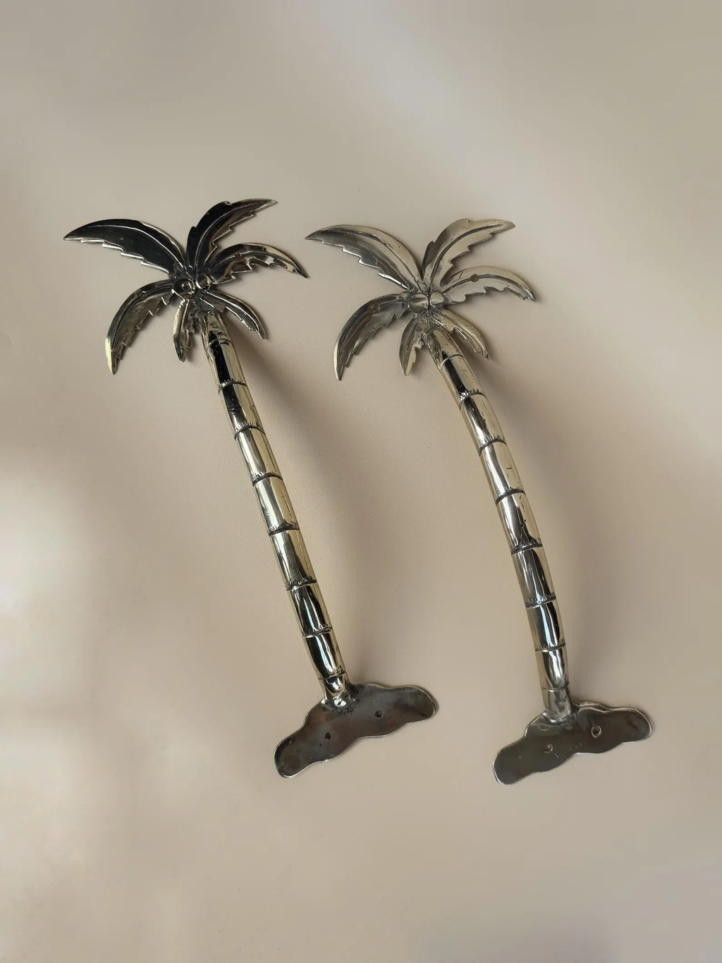 Vintage Brass Palm Tree Door Handle "Oasis"