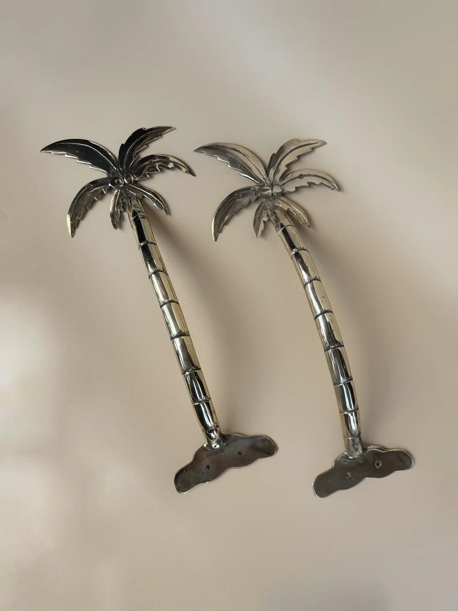 Vintage Brass Palm Tree Door Handle "Oasis"
