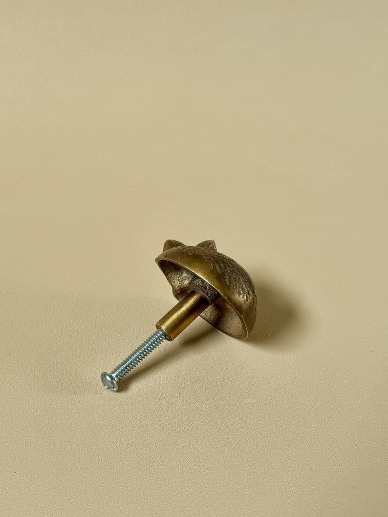 Vintage Brass Fox Cabinet Knobs Set "Forest Duo"