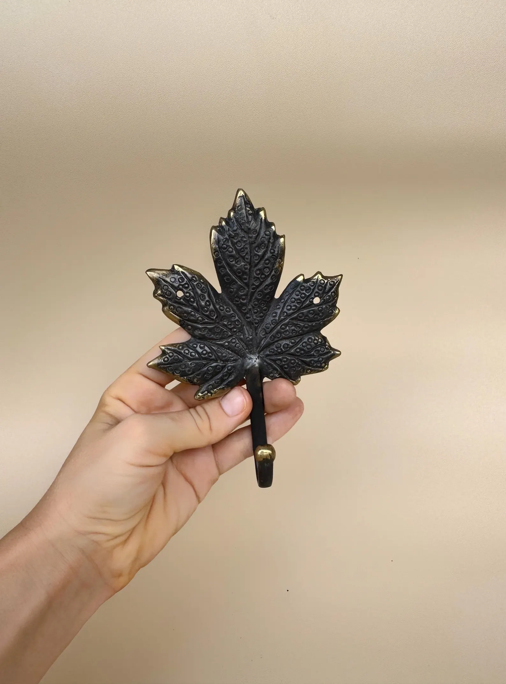 Vintage Brass Maple Leaf Wall Hook "Autumn Breeze"