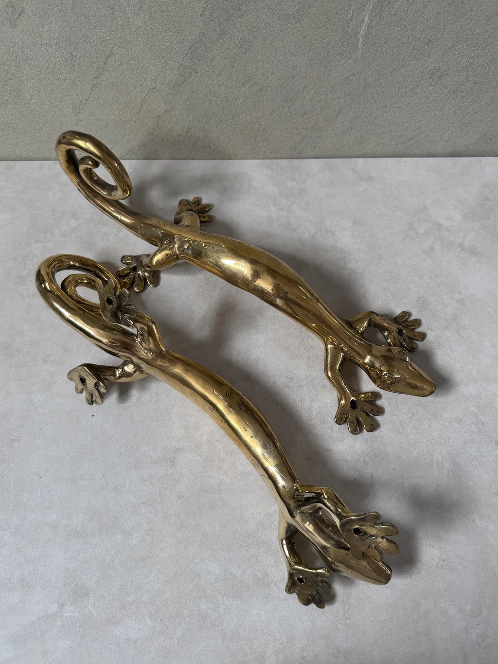 Vintage Brass Gecko Door Handle "Lizard Pull"