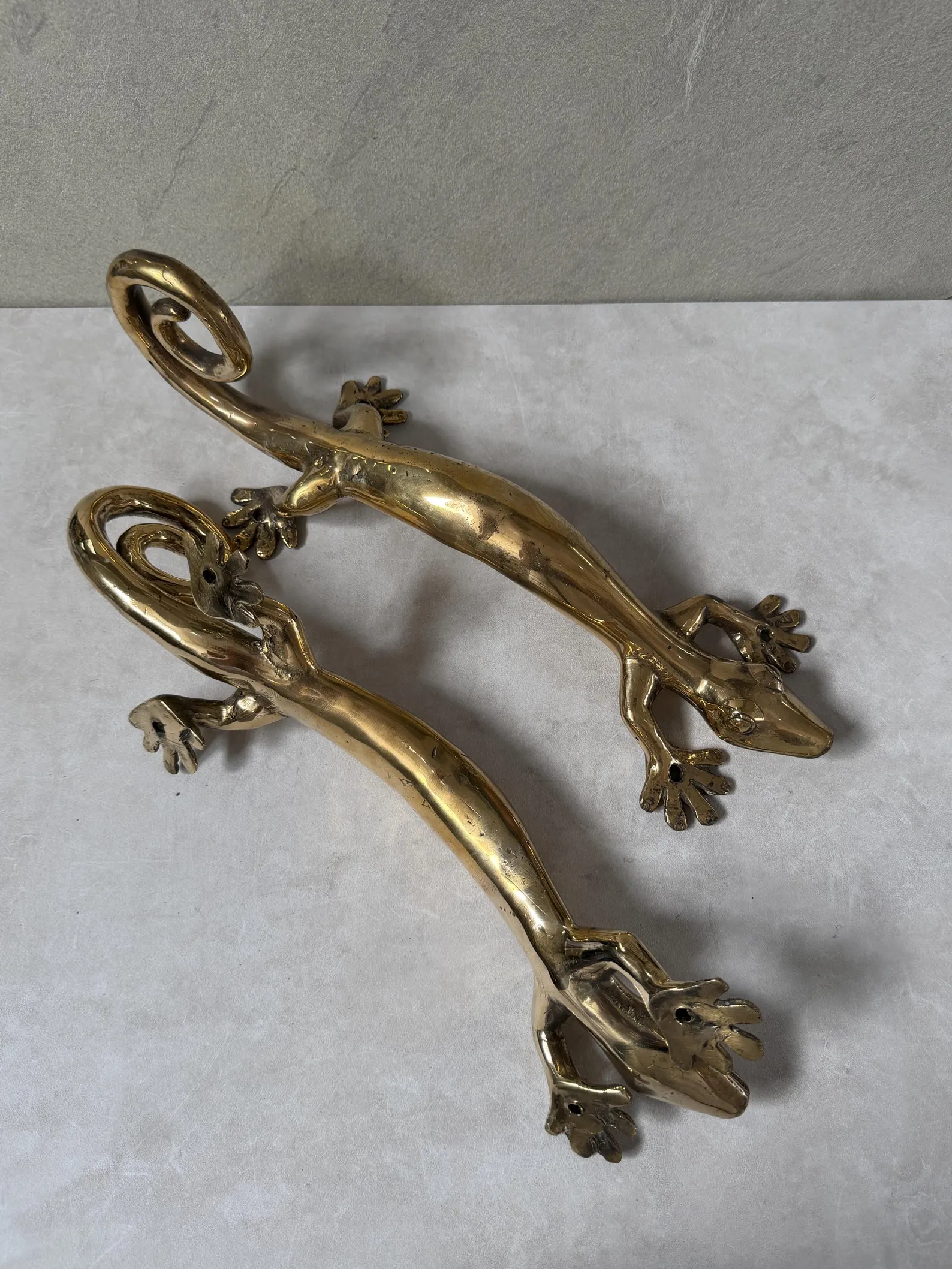Vintage Brass Gecko Door Handle "Lizard Pull"