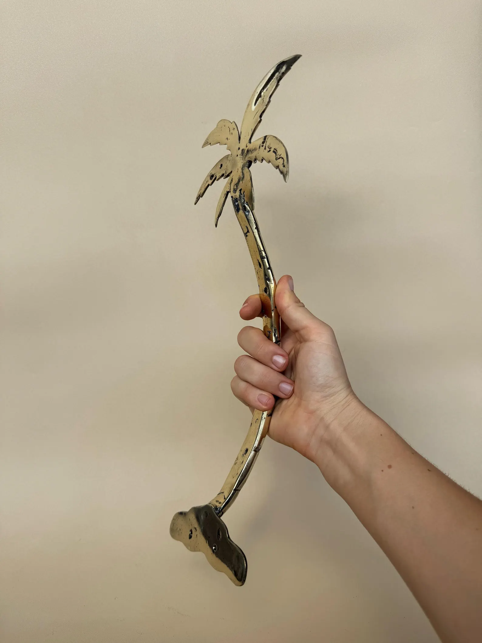 Vintage Brass Palm Tree Door Handle "Oasis"