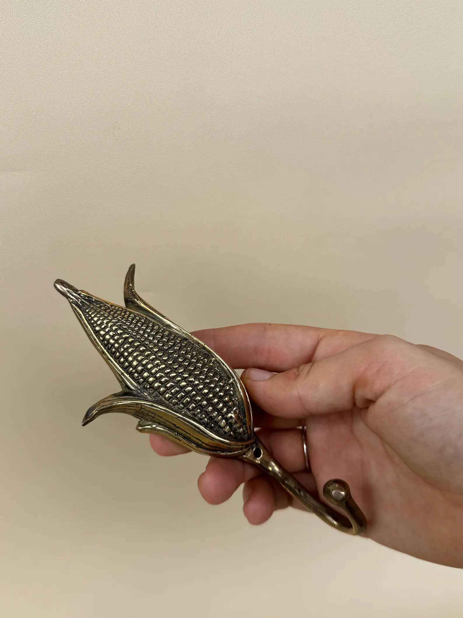 Vintage Brass Corn Wall Hook "Maize"