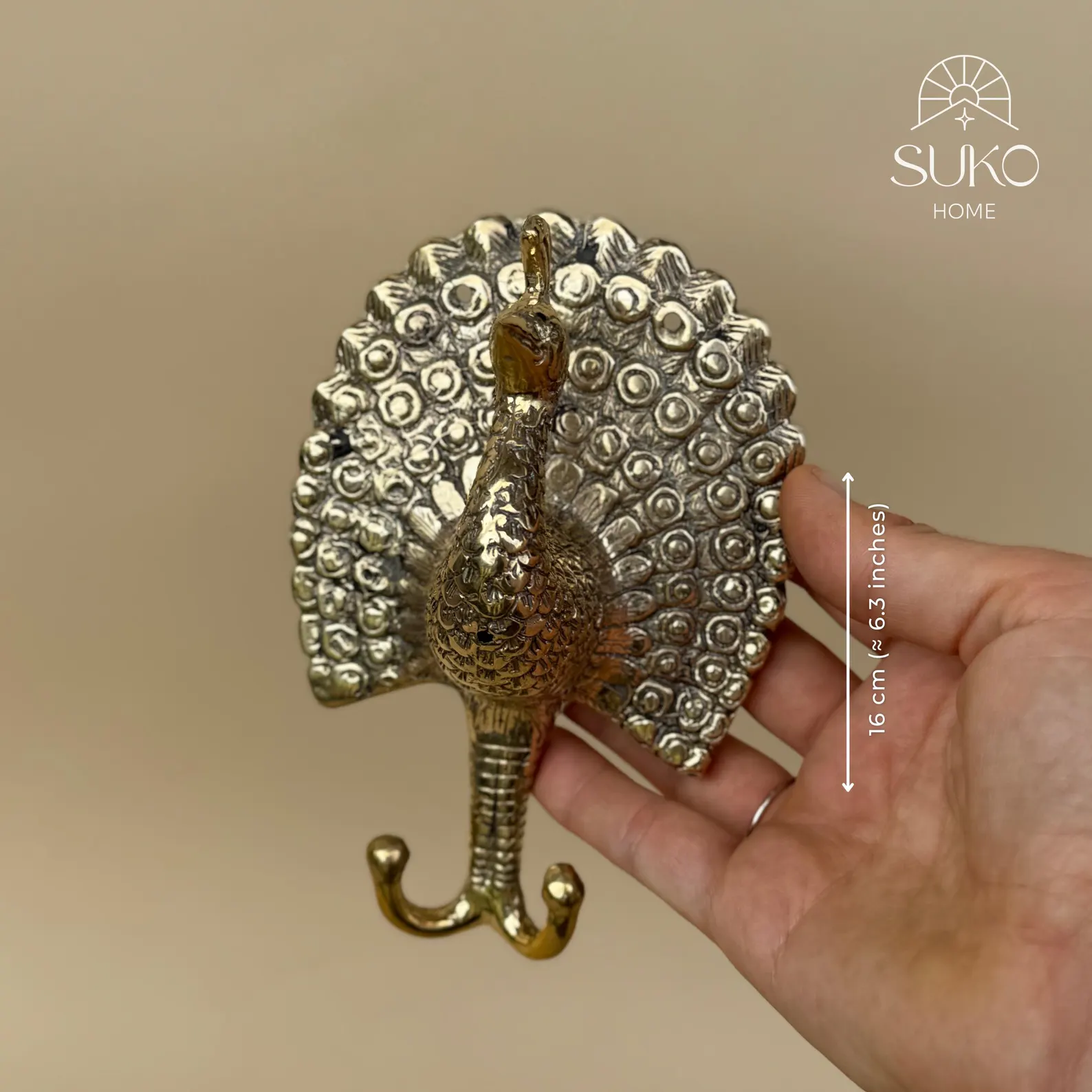 Vintage Brass Peacock Wall Hook "Majesty"