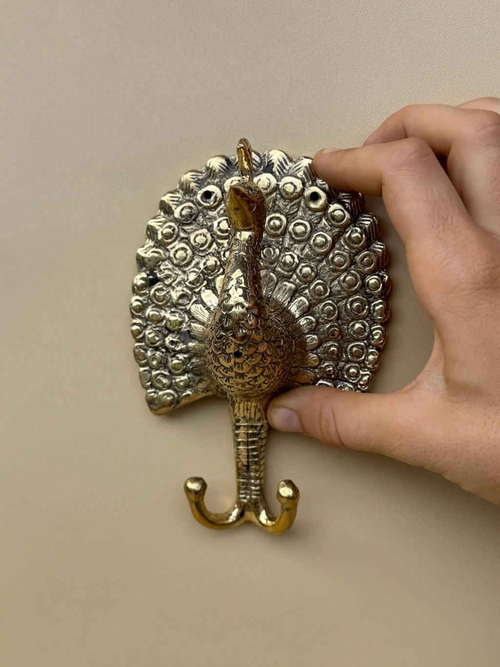 Vintage Brass Peacock Wall Hook "Majesty"