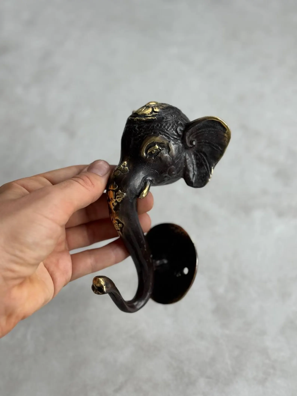 Vintage Brass Elephant Wall Hook "Ganesha"