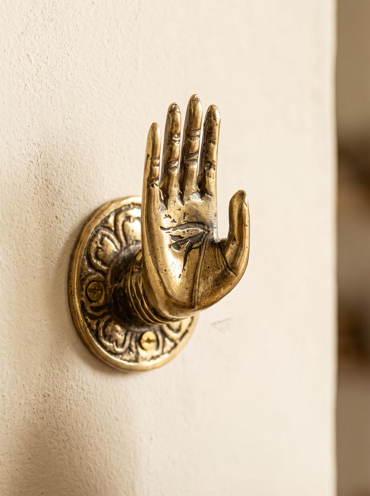 Brass Hand Hook – Handcrafted Mudra Knob for Home