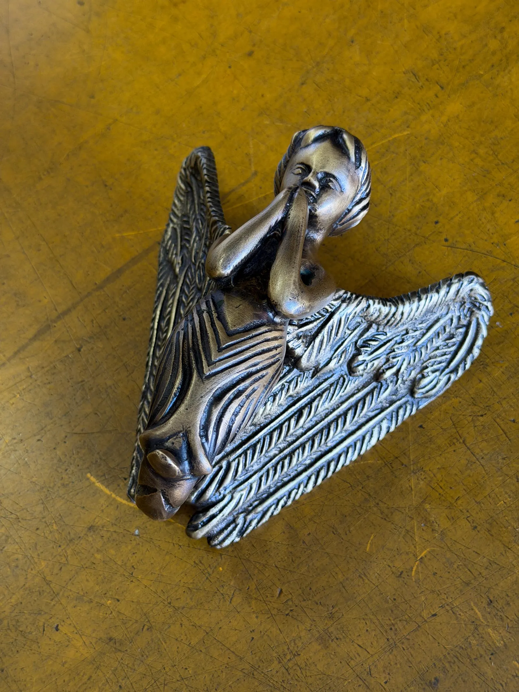 Vintage Brass Angel Door Knocker "Cherub Guardian"