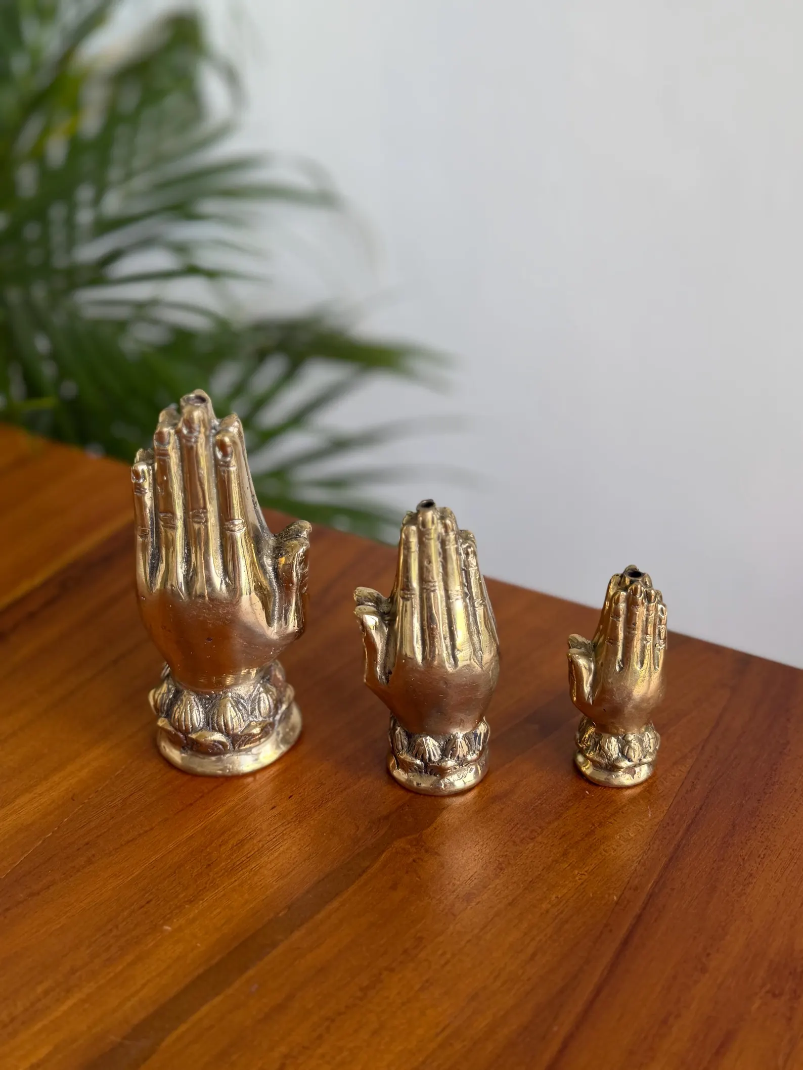 Handcrafted Brass Praying Hands Incense Holder "Ubud Ritual"